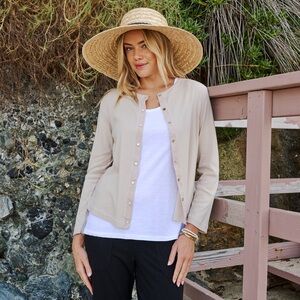 Fresh Produce Tan Snap Button Baby Rib Cardigan 100% Cotton Women’s Sz Large